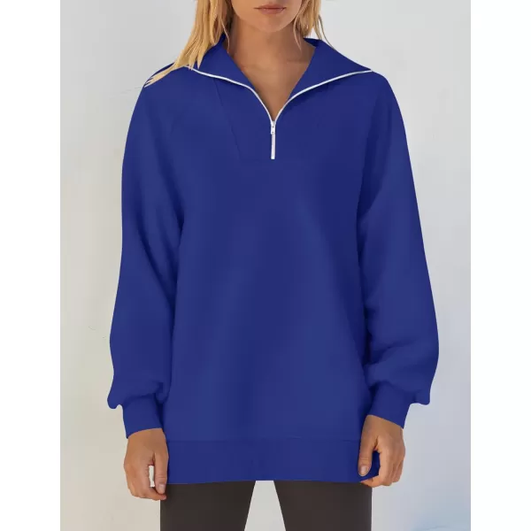 imageZESICA Womens Half Zip Oversized Sweatshirts 2023 Long Sleeve Quarter Zipper Fleece Y2K Pullover Hoodies TopsRoyalblue