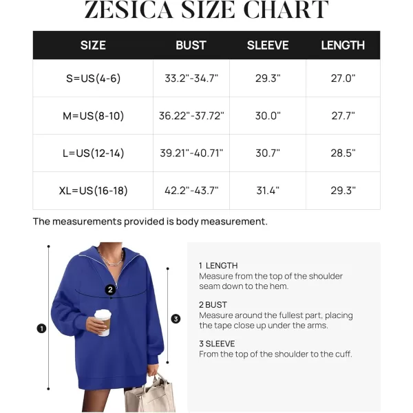 imageZESICA Womens Half Zip Oversized Sweatshirts 2023 Long Sleeve Quarter Zipper Fleece Y2K Pullover Hoodies TopsRoyalblue