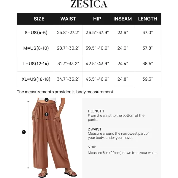 imageZESICA Womens Linen Wide Leg Pants High Waist Drawstring Casual Loose Flowy Palazzo Harem Trousers with PocketsBrickred