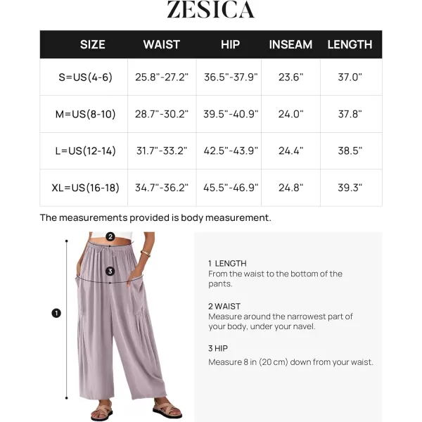 imageZESICA Womens Linen Wide Leg Pants High Waist Drawstring Casual Loose Flowy Palazzo Harem Trousers with PocketsPurple