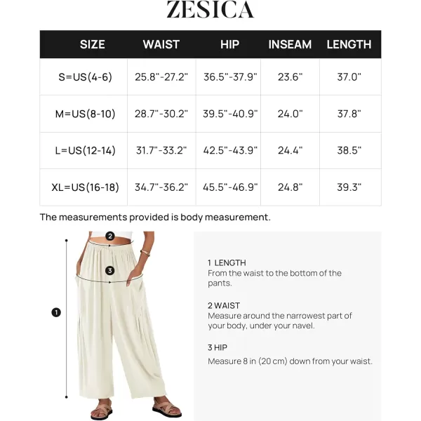 imageZESICA Womens Linen Wide Leg Pants High Waist Drawstring Casual Loose Flowy Palazzo Harem Trousers with PocketsWhite