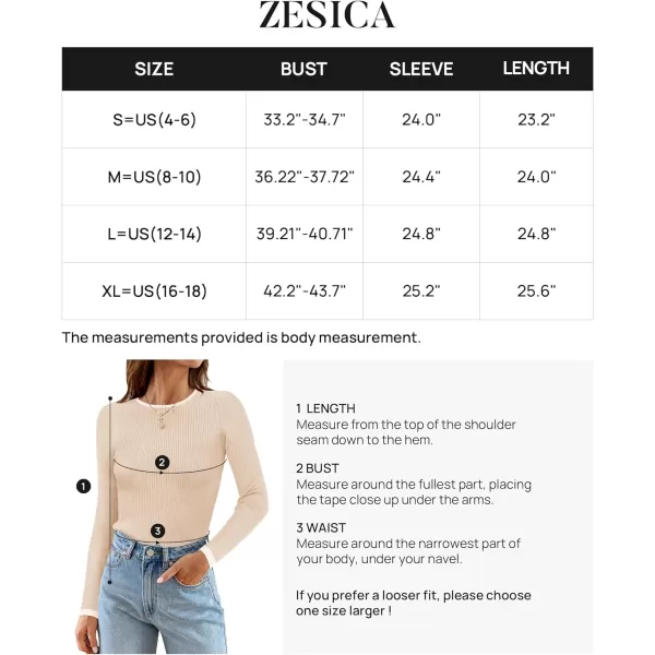 imageZESICA Womens Long Sleeve Crewneck Shirts 2023 Fall Clothes Ribbed Knit Sweater Slim Fitted Casual Basic Tee TopsApricot