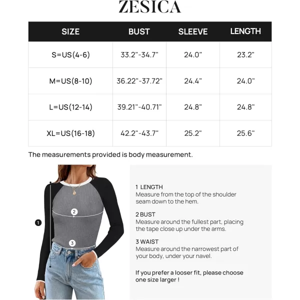 imageZESICA Womens Long Sleeve Crewneck Tops 2024 Spring Fall Clothes Ribbed Knit Sweater Slim Fitted Casual Basic Tee ShirtsCharcoal
