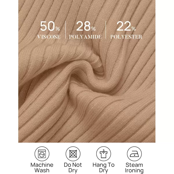 imageZESICA Womens Long Sleeve Crewneck Tops 2024 Spring Fall Clothes Ribbed Knit Sweater Slim Fitted Casual Basic Tee ShirtsToffee
