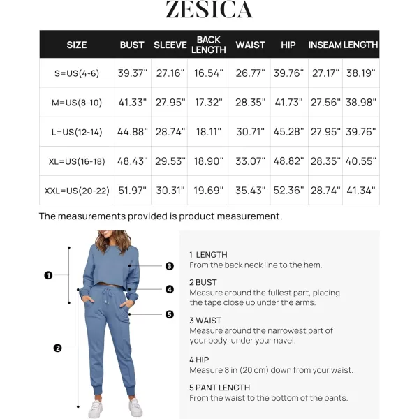 imageZESICA Womens Long Sleeve Crop Top and Pants Pajama Sets 2 Piece Jogger Long Sleepwear Loungewear Pjs SetsBlue
