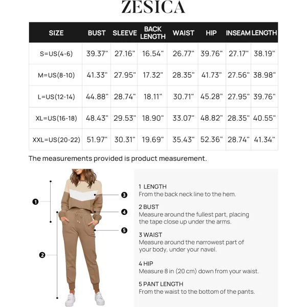 imageZESICA Womens Long Sleeve Crop Top and Pants Pajama Sets 2 Piece Jogger Long Sleepwear Loungewear Pjs SetsContrastkhaki