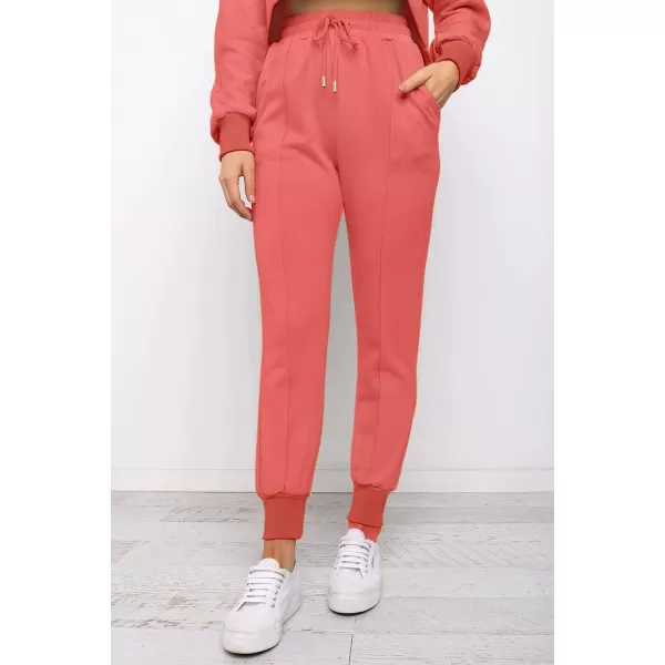 imageZESICA Womens Long Sleeve Crop Top and Pants Pajama Sets 2 Piece Jogger Long Sleepwear Loungewear Pjs SetsGrapefruit