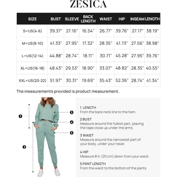 imageZESICA Womens Long Sleeve Crop Top and Pants Pajama Sets 2 Piece Jogger Long Sleepwear Loungewear Pjs SetsGreygreen