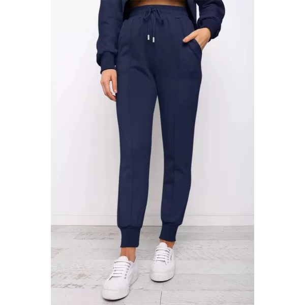 imageZESICA Womens Long Sleeve Crop Top and Pants Pajama Sets 2 Piece Jogger Long Sleepwear Loungewear Pjs SetsNavy