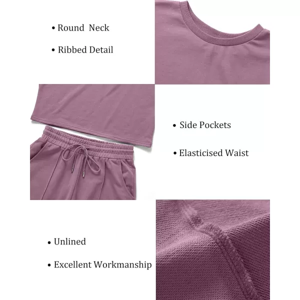 imageZESICA Womens Long Sleeve Crop Top and Pants Pajama Sets 2 Piece Jogger Long Sleepwear Loungewear Pjs SetsPurple