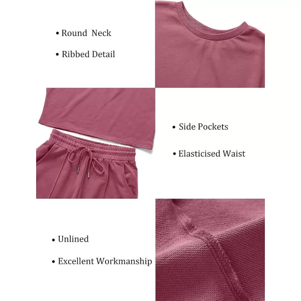 imageZESICA Womens Long Sleeve Crop Top and Pants Pajama Sets 2 Piece Jogger Long Sleepwear Loungewear Pjs SetsRosy
