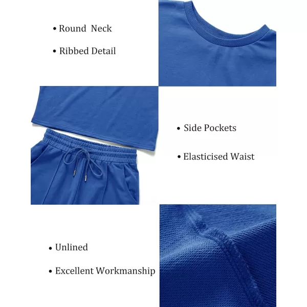 imageZESICA Womens Long Sleeve Crop Top and Pants Pajama Sets 2 Piece Jogger Long Sleepwear Loungewear Pjs SetsRoyalblue