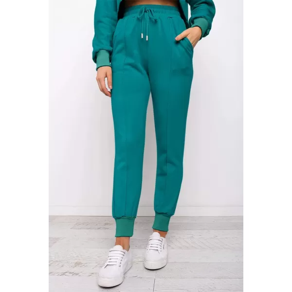 imageZESICA Womens Long Sleeve Crop Top and Pants Pajama Sets 2 Piece Jogger Long Sleepwear Loungewear Pjs SetsTeal