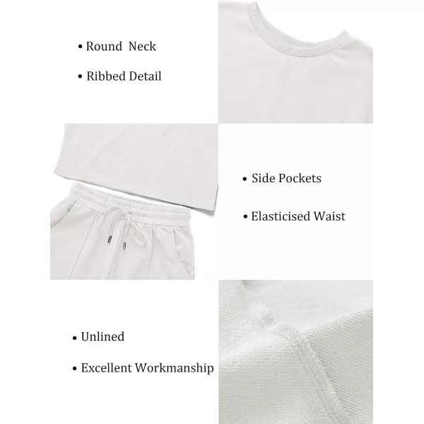 imageZESICA Womens Long Sleeve Crop Top and Pants Pajama Sets 2 Piece Jogger Long Sleepwear Loungewear Pjs SetsWhite