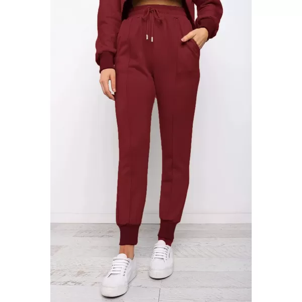 imageZESICA Womens Long Sleeve Crop Top and Pants Pajama Sets 2 Piece Jogger Long Sleepwear Loungewear Pjs SetsWine