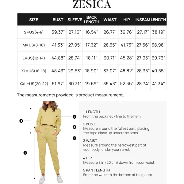 imageZESICA Womens Long Sleeve Crop Top and Pants Pajama Sets 2 Piece Jogger Long Sleepwear Loungewear Pjs SetsYellow