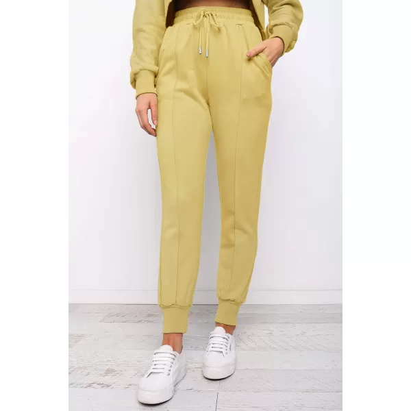 imageZESICA Womens Long Sleeve Crop Top and Pants Pajama Sets 2 Piece Jogger Long Sleepwear Loungewear Pjs SetsYellow