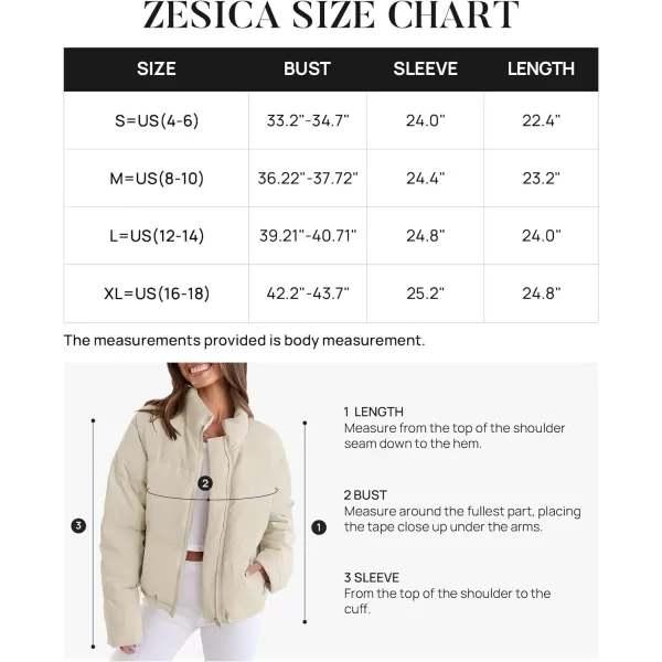 imageZESICA Womens Long Sleeve Cropped Puffer Jacket Winter Zipper Quilted Baggy Warm Short Down Coat Outwear with PocketsApricot