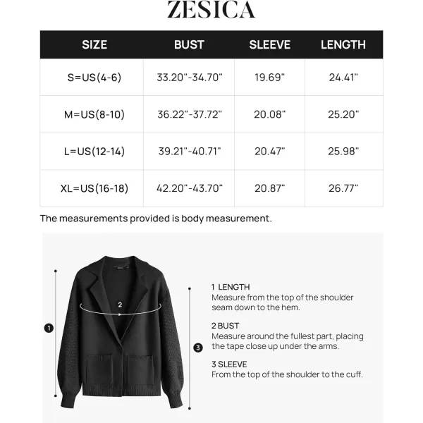 imageZESICA Womens Long Sleeve Open Front Lapel Oversized Knit Cardigan Sweater Coat Outerwear with PocketsBlack
