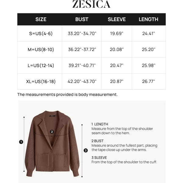 imageZESICA Womens Long Sleeve Open Front Lapel Oversized Knit Cardigan Sweater Coat Outerwear with PocketsBrown