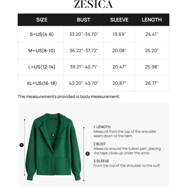imageZESICA Womens Long Sleeve Open Front Lapel Oversized Knit Cardigan Sweater Coat Outerwear with PocketsGreen