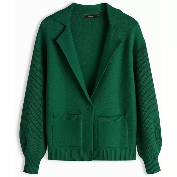 imageZESICA Womens Long Sleeve Open Front Lapel Oversized Knit Cardigan Sweater Coat Outerwear with PocketsGreen
