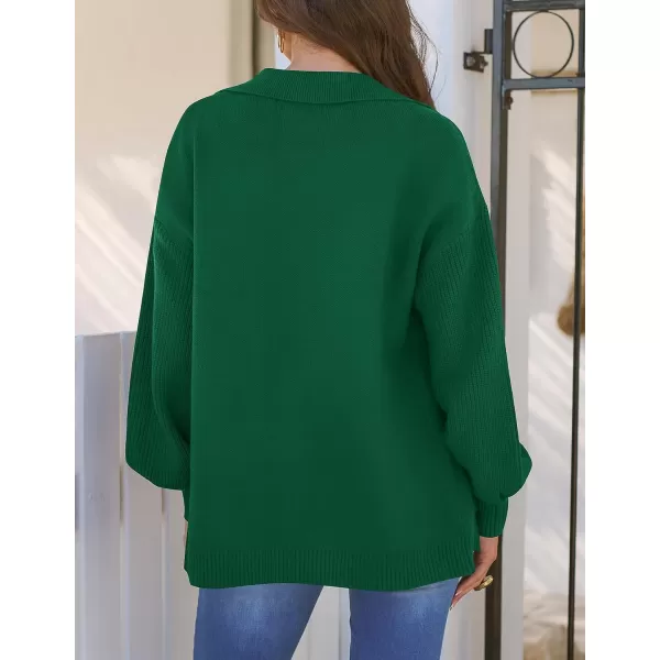 imageZESICA Womens Long Sleeve Open Front Lapel Oversized Knit Cardigan Sweater Coat Outerwear with PocketsGreen