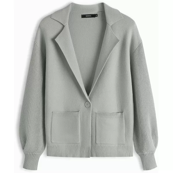 imageZESICA Womens Long Sleeve Open Front Lapel Oversized Knit Cardigan Sweater Coat Outerwear with PocketsGrey
