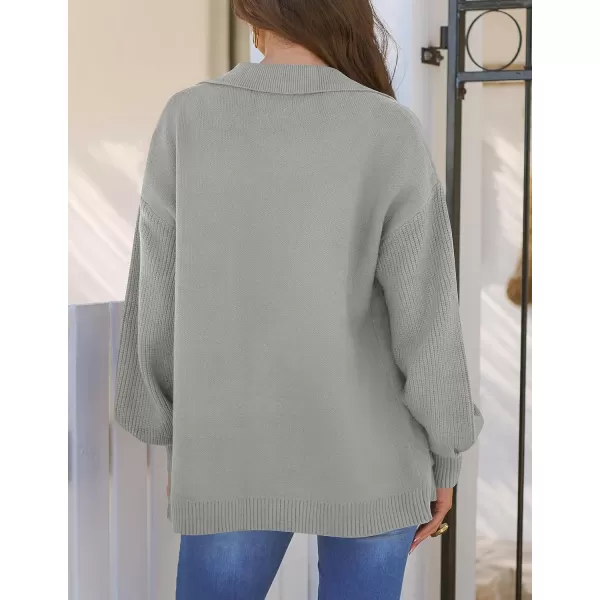 imageZESICA Womens Long Sleeve Open Front Lapel Oversized Knit Cardigan Sweater Coat Outerwear with PocketsGrey