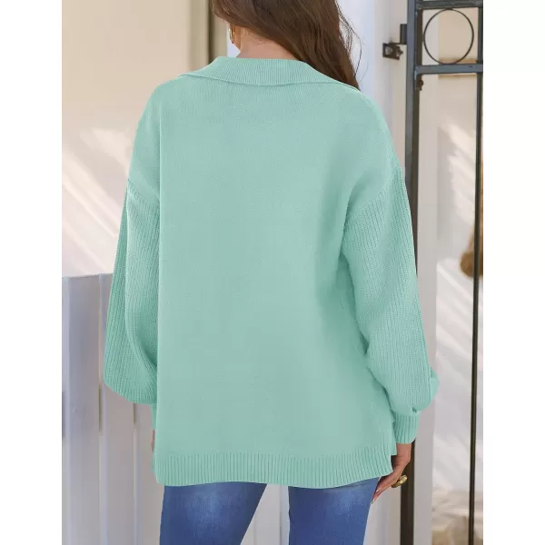 imageZESICA Womens Long Sleeve Open Front Lapel Oversized Knit Cardigan Sweater Coat Outerwear with PocketsLightgreen