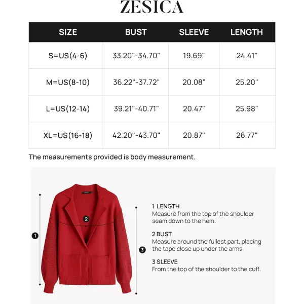 imageZESICA Womens Long Sleeve Open Front Lapel Oversized Knit Cardigan Sweater Coat Outerwear with PocketsRed