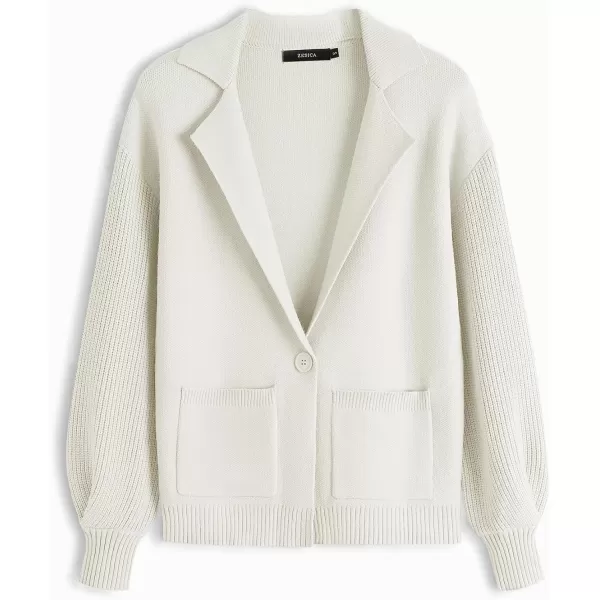 imageZESICA Womens Long Sleeve Open Front Lapel Oversized Knit Cardigan Sweater Coat Outerwear with PocketsWhite