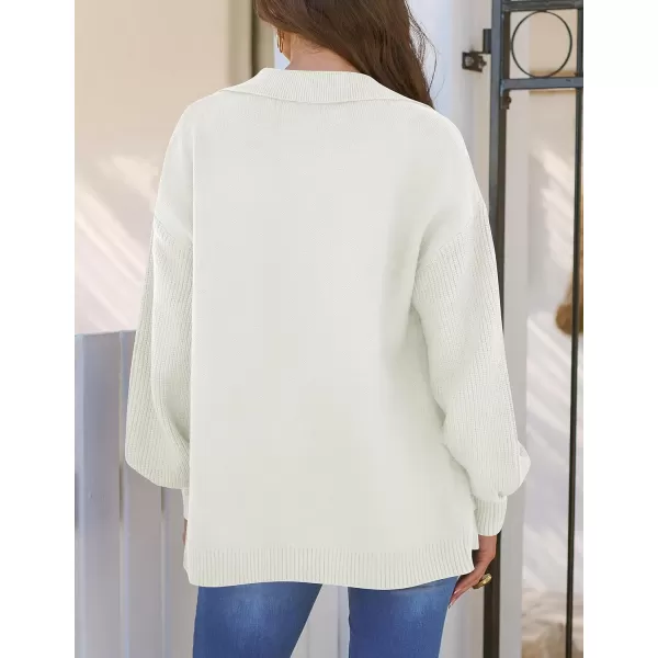 imageZESICA Womens Long Sleeve Open Front Lapel Oversized Knit Cardigan Sweater Coat Outerwear with PocketsWhite