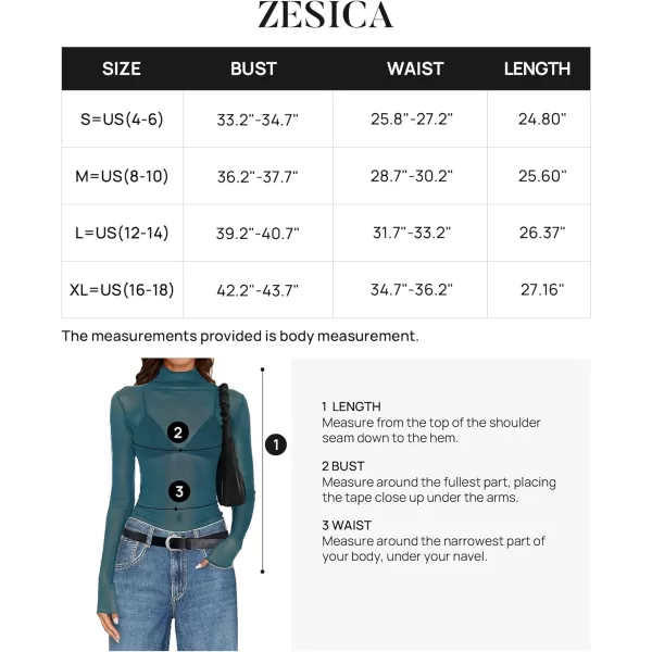imageZESICA Womens Mesh Sheer Lace Top Long Sleeve Mock Neck See Through Polka Dot Slim Tee Shirt BlouseDarkblue