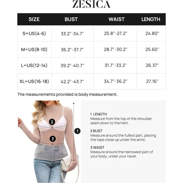 imageZESICA Womens Mesh Sheer Lace Top Long Sleeve Mock Neck See Through Polka Dot Slim Tee Shirt BlouseOrangepink