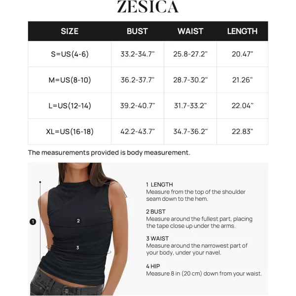 imageZESICA Womens Mesh Tank Top 2024 Summer Sleeveless High Neck Ruched Slim Fitted Casual Tee ShirtsBlack