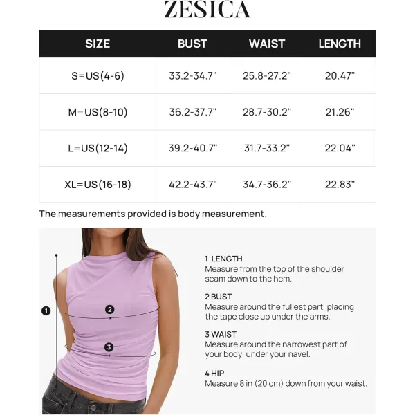 imageZESICA Womens Mesh Tank Top 2024 Summer Sleeveless High Neck Ruched Slim Fitted Casual Tee ShirtsPurple