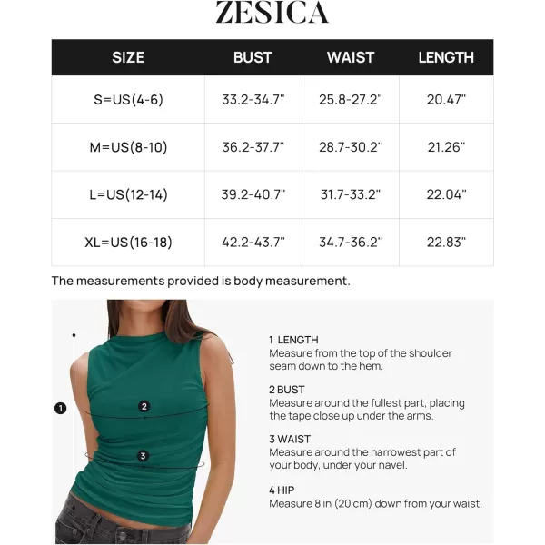 imageZESICA Womens Mesh Tank Top 2024 Summer Sleeveless High Neck Ruched Slim Fitted Casual Tee ShirtsTealgreen