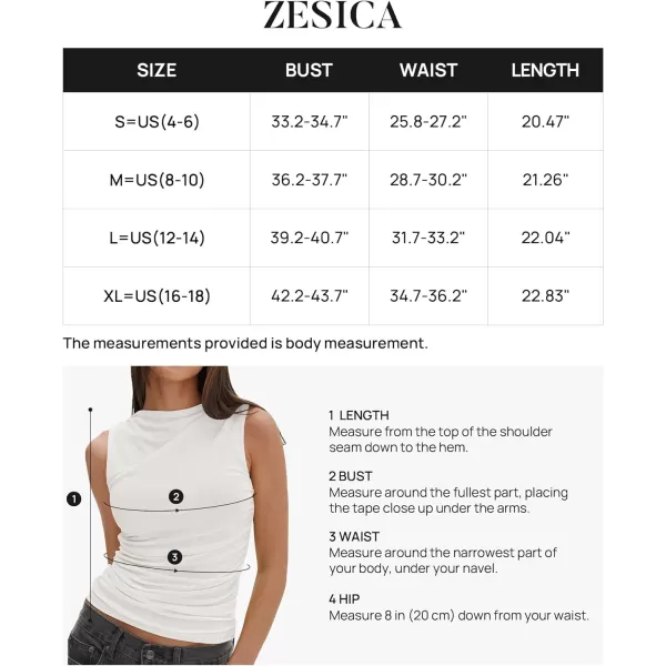 imageZESICA Womens Mesh Tank Top 2024 Summer Sleeveless High Neck Ruched Slim Fitted Casual Tee ShirtsWhite