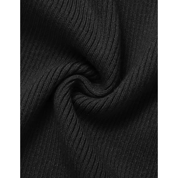 imageZESICA Womens Mock Neck Sweater Dresses Long Sleeve Side Slit Slim Fit Fall Elegant Ribbed Knit Midi DressBlack