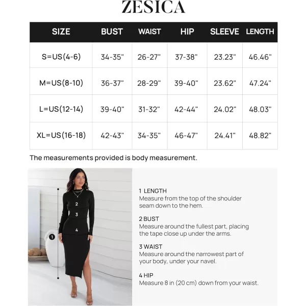 imageZESICA Womens Mock Neck Sweater Dresses Long Sleeve Side Slit Slim Fit Fall Elegant Ribbed Knit Midi DressBlack
