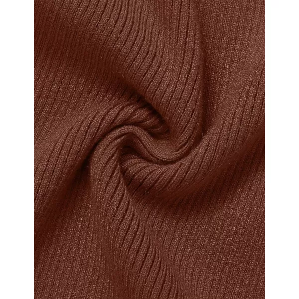 imageZESICA Womens Mock Neck Sweater Dresses Long Sleeve Side Slit Slim Fit Fall Elegant Ribbed Knit Midi DressCoffee