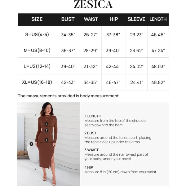 imageZESICA Womens Mock Neck Sweater Dresses Long Sleeve Side Slit Slim Fit Fall Elegant Ribbed Knit Midi DressCoffee
