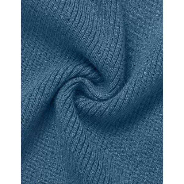 imageZESICA Womens Mock Neck Sweater Dresses Long Sleeve Side Slit Slim Fit Fall Elegant Ribbed Knit Midi DressDarkblue