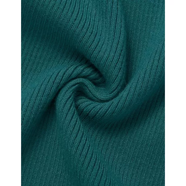 imageZESICA Womens Mock Neck Sweater Dresses Long Sleeve Side Slit Slim Fit Fall Elegant Ribbed Knit Midi DressDarkgreen
