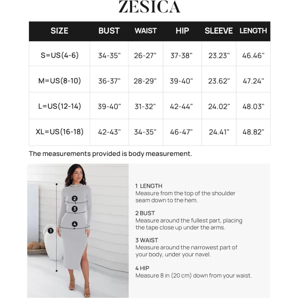 imageZESICA Womens Mock Neck Sweater Dresses Long Sleeve Side Slit Slim Fit Fall Elegant Ribbed Knit Midi DressGrey