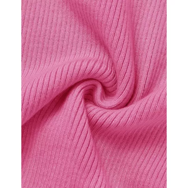 imageZESICA Womens Mock Neck Sweater Dresses Long Sleeve Side Slit Slim Fit Fall Elegant Ribbed Knit Midi DressHotpink
