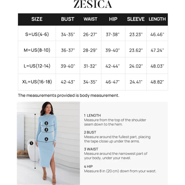 imageZESICA Womens Mock Neck Sweater Dresses Long Sleeve Side Slit Slim Fit Fall Elegant Ribbed Knit Midi DressLightblue