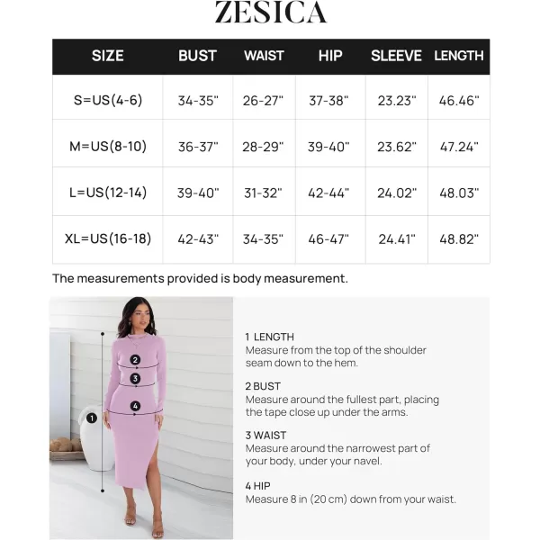 imageZESICA Womens Mock Neck Sweater Dresses Long Sleeve Side Slit Slim Fit Fall Elegant Ribbed Knit Midi DressPurple