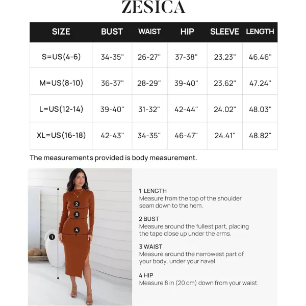 imageZESICA Womens Mock Neck Sweater Dresses Long Sleeve Side Slit Slim Fit Fall Elegant Ribbed Knit Midi DressRust